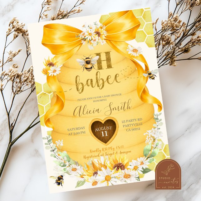 Invitation Bow Daisy Tournesol Oh Babee Baby Shower (Créateur téléchargé)