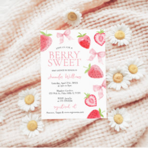 Invitation Bow de fraise rose Berry Sweet Baby Girl Douche