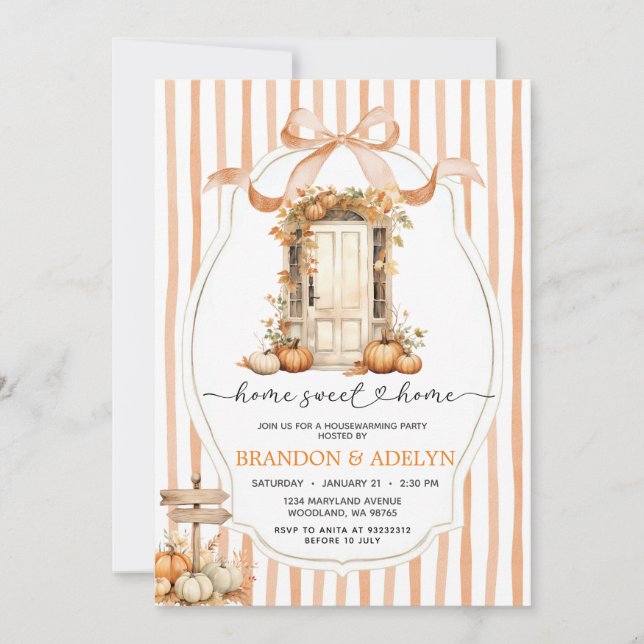 Invitation Bow de ruban Citrouille domestique réchauffer mais (Devant)