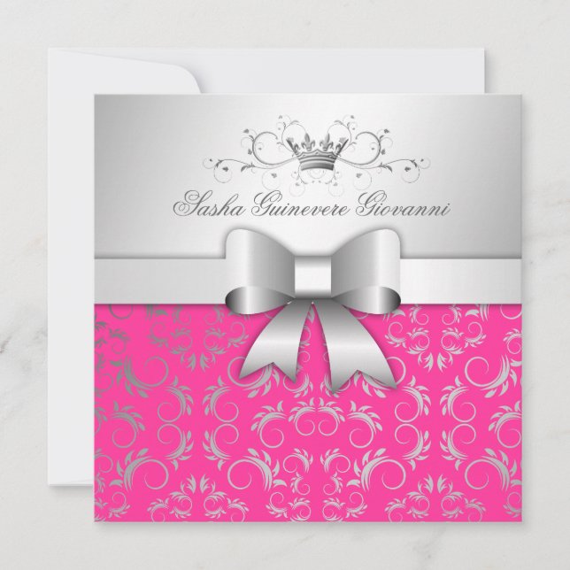 Invitation Bow Divin 311-Argent| Chaud rose 16 (Devant)