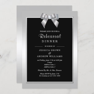 Invitation Bow et Mariage noir en argent élégant