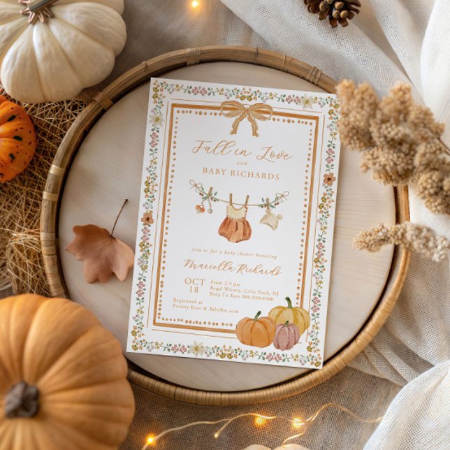 Invitation Bow Fall in Love Fall Baby shower Girl (Créateur téléchargé)