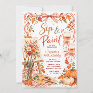 Invitation Bow Fall Pumpkin Floral Sip & Paint 30e Anniversai