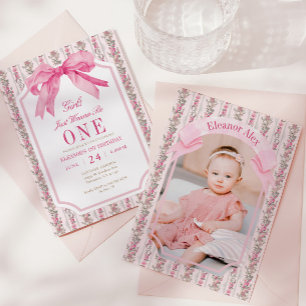 Invitation Bow Girls Just Wanna One 1st Birthday Photo