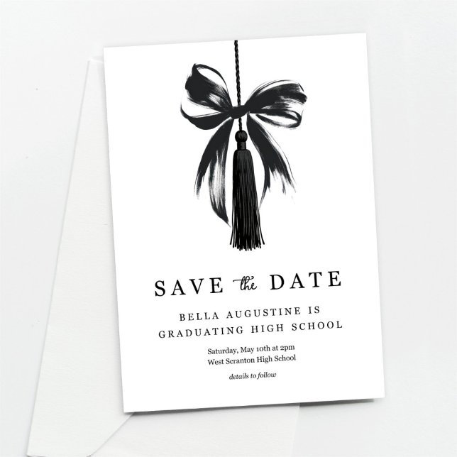 Invitation Bow Graduation Save the Date High School College (Créateur téléchargé)