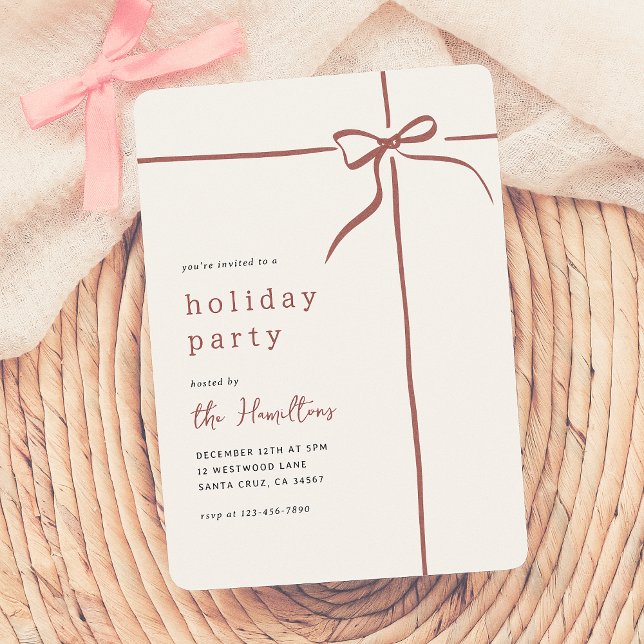 Invitation Bow lunaire | Red Ribbon Noël (Créateur téléchargé)