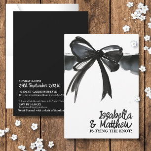 Invitation Bow Noir Blanc Liant Le Knot Ribbon Chic Mariage