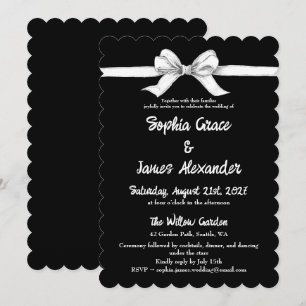 Invitation Bow noir et blanc Mariage élégant Monochrome