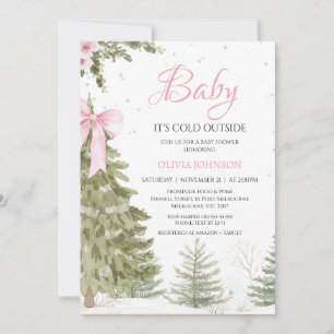 Invitation Bow Pink Tree Baby C'est du Baby shower froid