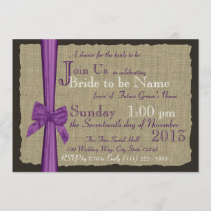Invitation Bow pourpre et Fête des mariées Burlap