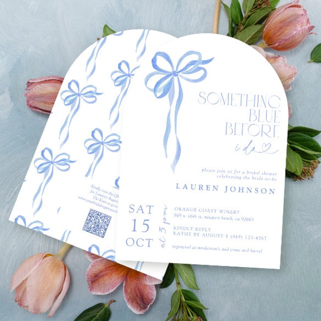 Invitation Bow Quelque Chose De Bleu Avant De Faire Fête des  (Créateur téléchargé)