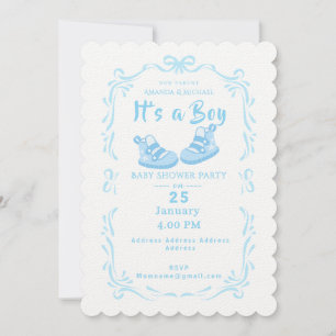 Invitation Bow Ribbon C'est un garçon Baby Chaussure