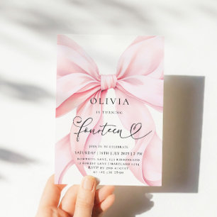 Invitation Bow rose 14e fête d'anniversaire