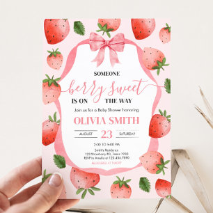 Invitation Bow rose Berry Baby shower sucré