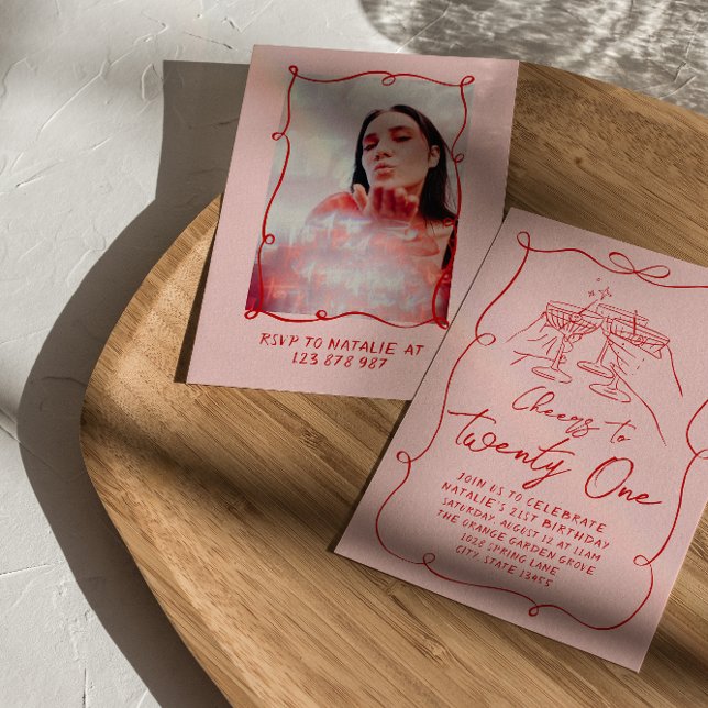 Invitation Bow Rose Bravo À Vingt Et Un Photo Anniversaire (Créateur téléchargé)