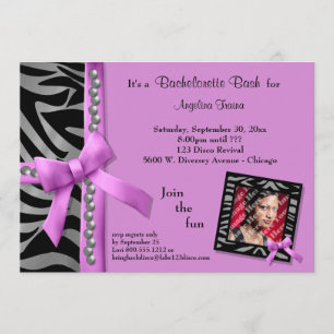 Invitation Bow Rose Chaud Avec Des Perles D'Argent Et Des Str