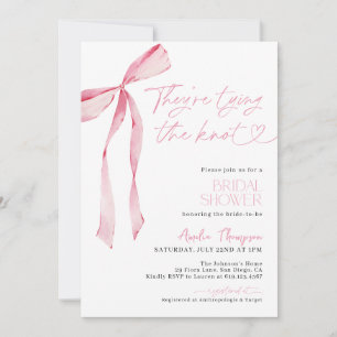 Invitation Bow rose pâle, nouer la Fête des mariées de noeud
