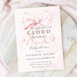 Invitation Bow Rose Sur Cloud Neuf Baby shower