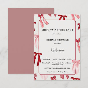 Invitation Bow rose vif Elle noue la Fête des mariées de noeu
