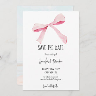 Invitation Bow rose vif Enregistrer la photo de la date
