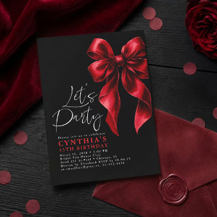 Invitation Bow rouge et noir Luxe Gala élégant Anniversaire