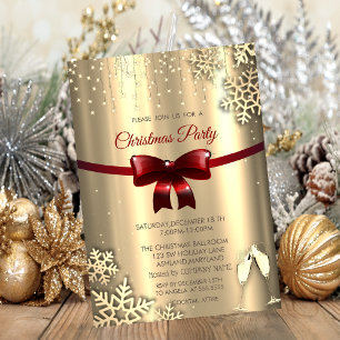 Invitation Bow rouge, Flammes de neige, Verres Gold Company N