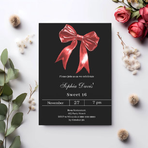 Invitation Bow rouge noir Sweet 16
