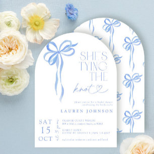 Invitation Bow She's Tying the Knot Blue Bridal Shower