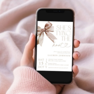 Invitation Bow She's Tying the Knot Elegant Fête des mariées