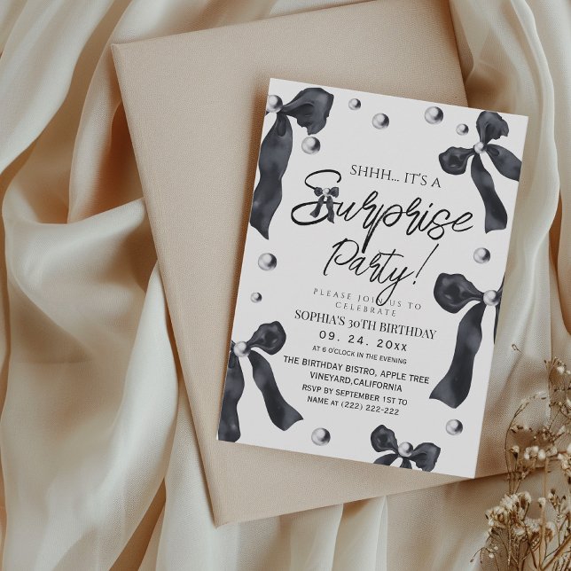 Invitation  Bow Surprise 30th Birthday Party  (Créateur téléchargé)