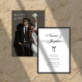 Invitation Bow Vintage Classic Black & White Photo Wedding