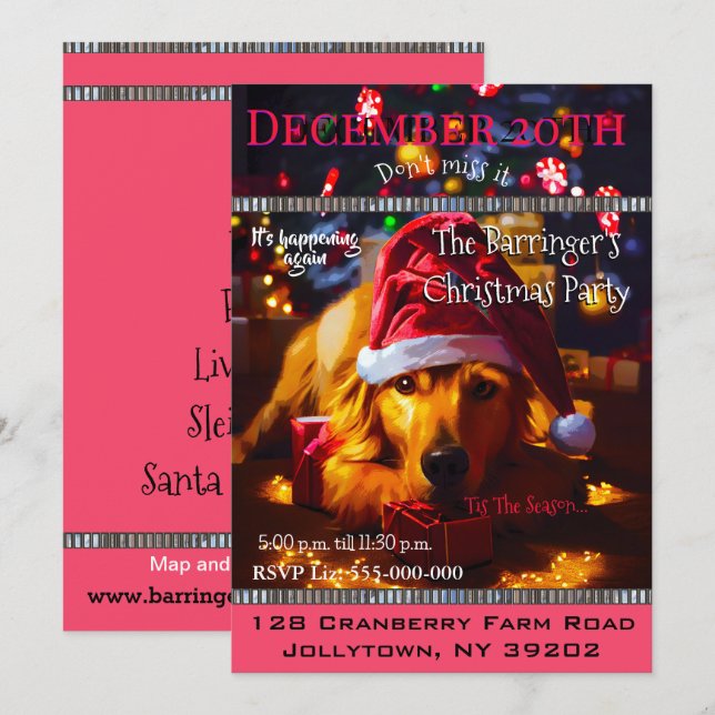 Invitation Bow Wow Grande fête annuelle de Noël du Père Noël (Devant / Derrière)
