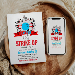 Invitation Bowl ! Fun Kids 5Anniversaire Party Bowling