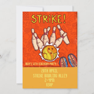 Invitation Bowling adolescent entre filles fête d'anniversair