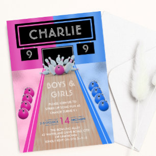 Invitation Bowling Alley Boys and Girls Anniversaire de enfan