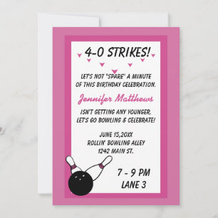 Invitation Bowling Anniversaire Pink Age personnalisable