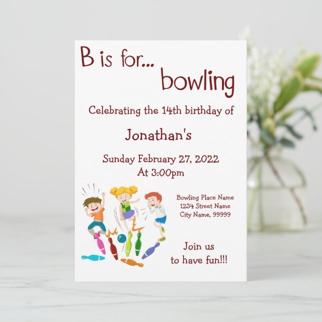 Invitation Bowling Anniversaire pour Bowling Party (Debout devant)