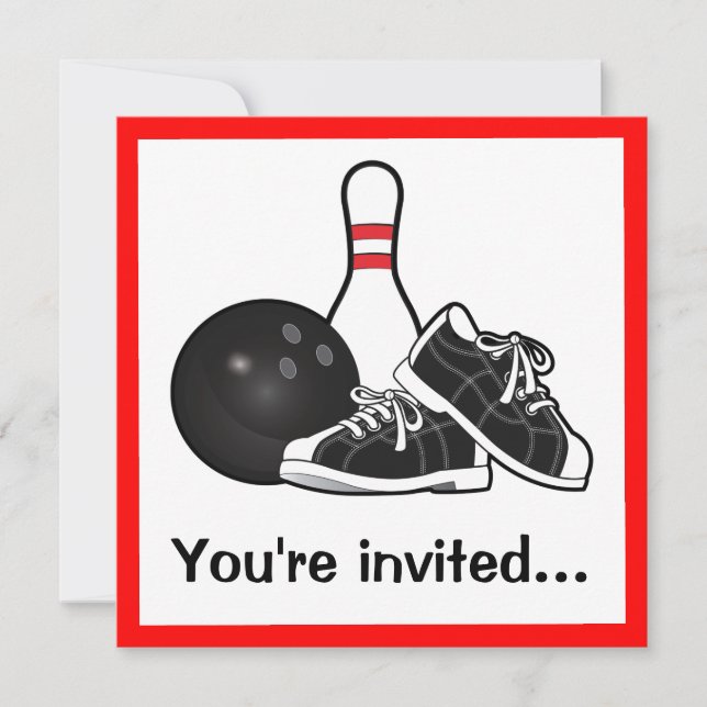 Invitation Bowling Ball, Shoes and Pin After Game Party (Devant)