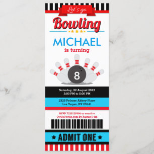Invitation Bowling Billetterie Pass Anniversaire Fête Invitat