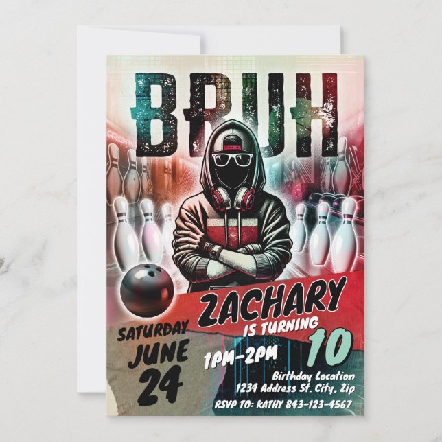 Invitation Bowling Birthday Invite Party | BRUH YOU IN (Devant)