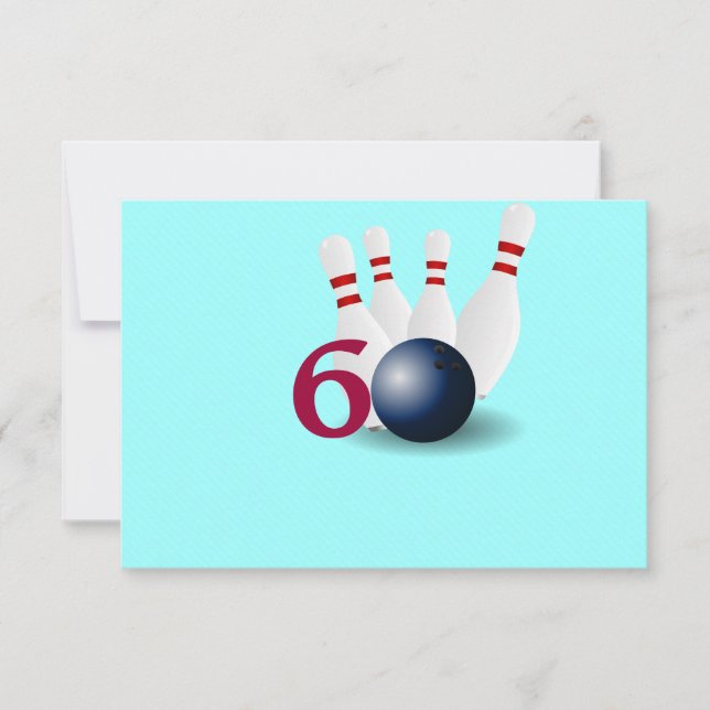 Invitation Bowling, bowler 60th Birthday Invitation. (Devant)