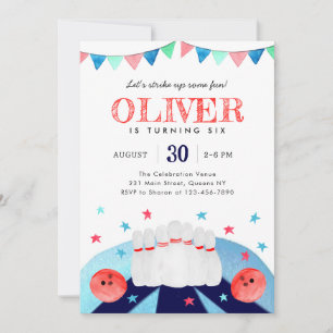 Invitation Bowling Boy Anniversaire Fête Grève Un Peu Amusant