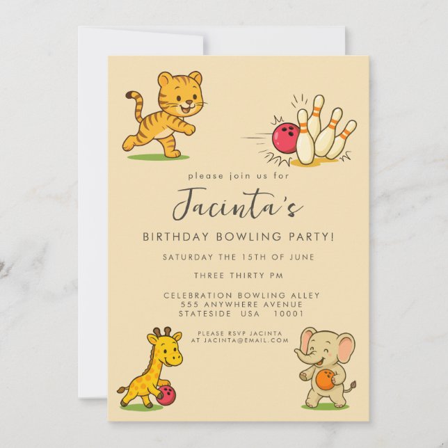 Invitation Bowling dix épingles fête d'anniversaire Custom (Devant)