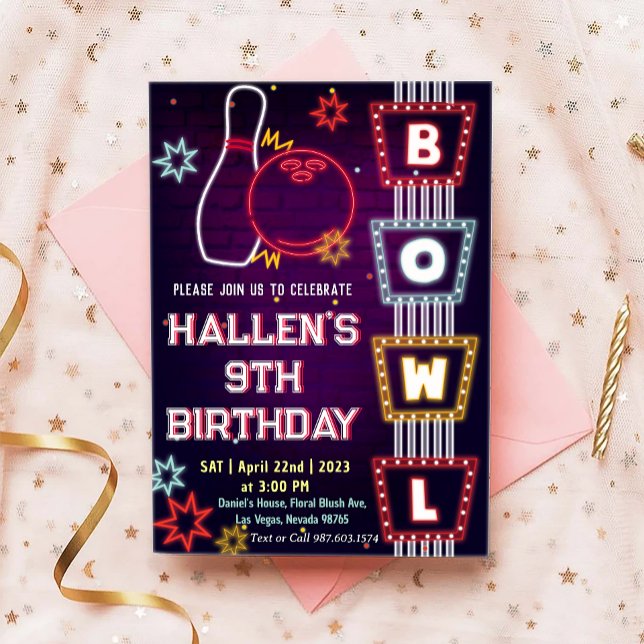 Invitation Bowling fête d'anniversaire (Créateur téléchargé)