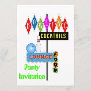 Invitation bowling orienté de partie de l'invitation 80s de