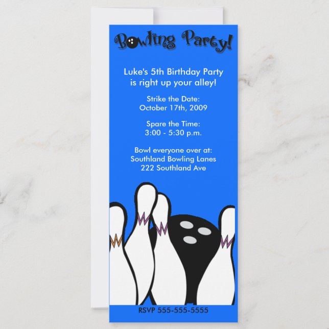 INVITATION BOWLING PARTY COSMIC TOUT ÂGE ANNIVERSAIRE 4X9 (Devant)