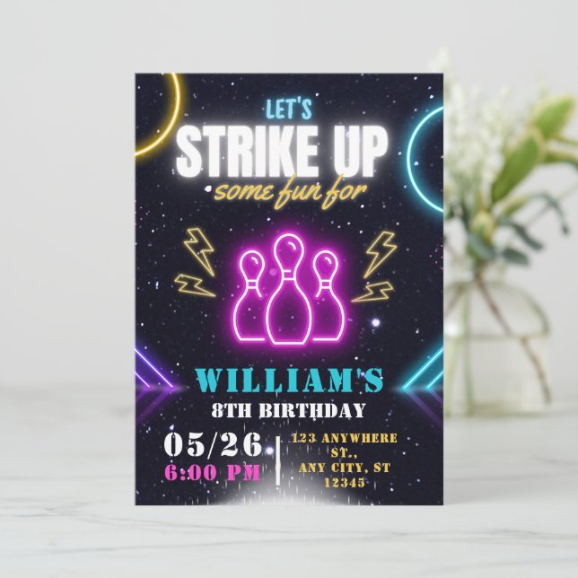 Invitation Bowling Party Invitation, Boy Bowling Anniversaire (Debout devant)