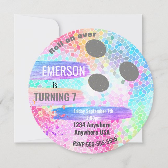 Invitation BOWLING PASTEL BOWLING BALL bowling, fête d'annive (Devant)