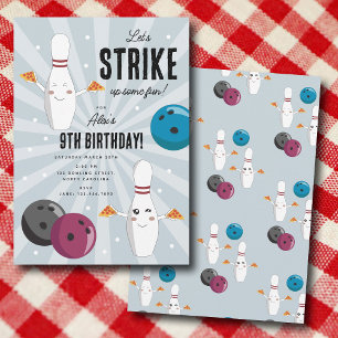 Invitation Bowling Pizza Grève Un Anniversaire de enfant Amus