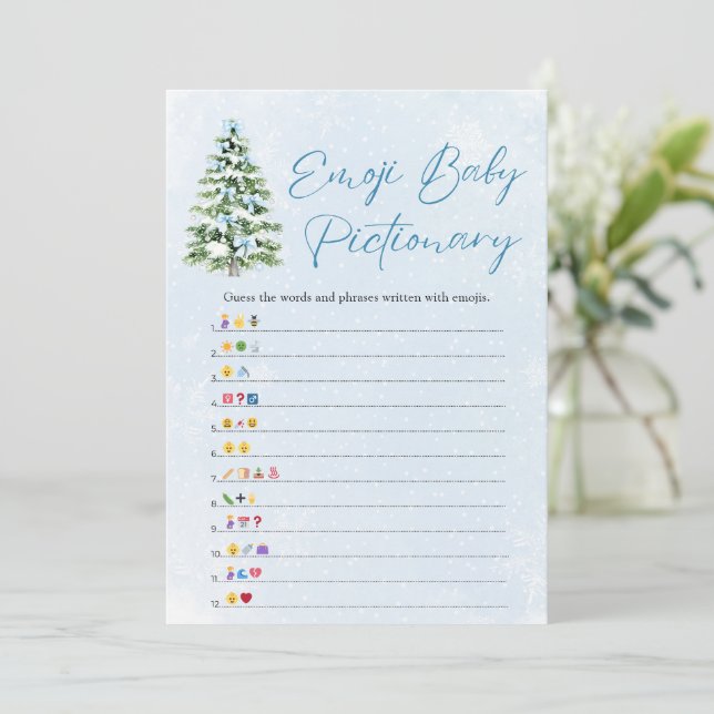 Invitation Bows Christmas Tree Baby Emoji Pictionary Game (Debout devant)